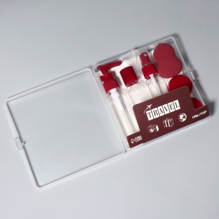 Storage set, in case, 8 objects, transparent/burgundy color-12