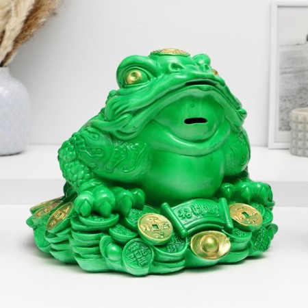 Piggy bank "Toad on money" Green, 22x25x23cm