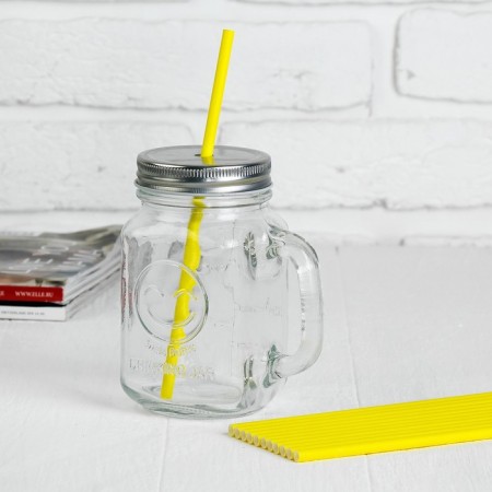 Cocktail tubes, set 12 pcs., Yellow color-2