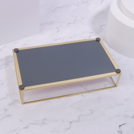 Organizer for storage "Pink Ripples", glass, 1 section, 24 × 14 × 5 cm, transparent/copper/pink color-6