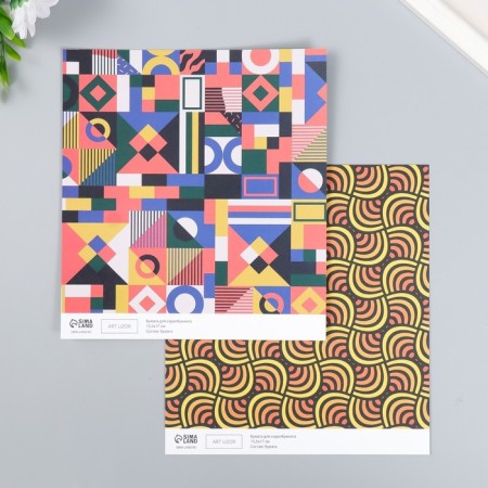 Scrapbooking paper bilateral "Color Geometry" density 180 g 15.5x17 cm-1