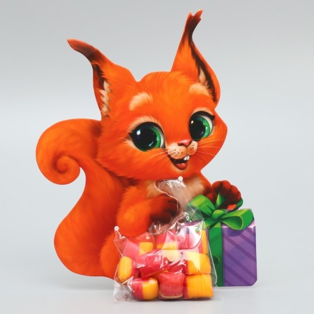 Package for sweets "Squirrel", 11 x 6 cm, New Year-1