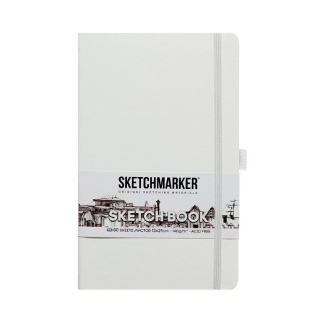 Sketchmarker sketchbook, 130 x 210 mm, 80 sheets, solid leather cover, white, block 140 g/m2-1