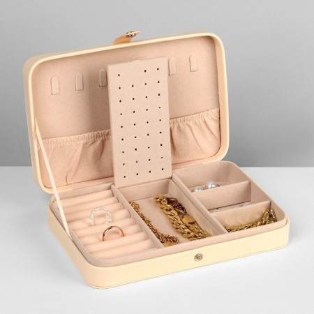 Organizer for jewelry "Portable box", 8 stripes, 3 places, 14 × 21 × 4.5 cm, white color-5