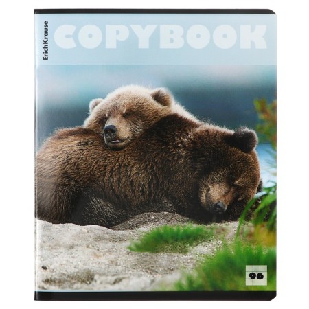 A notebook of 96 sheets in a cage, Erichkrause "Bears", glossy lamination, whiteness 100%, mix-3