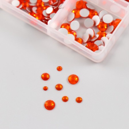Decor for creativity Glass "Rhinestones. Red-orange" d = 2-4.8 mm nr 1188 pcs 6x8x1.5 cm-2