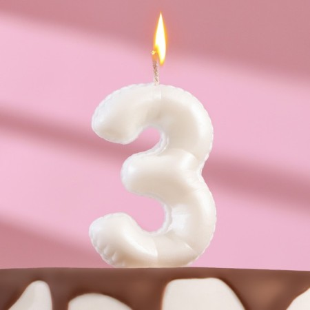 Candle in the "balls" cake, number "3", pearl, 5.5 cm