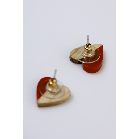 Earrings Assorted "Hearts" Nuturel, Beige-Red Color-4