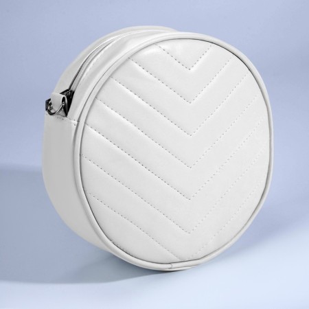 Women's Bag round of artificial leather, 18x18 cm, white color-3