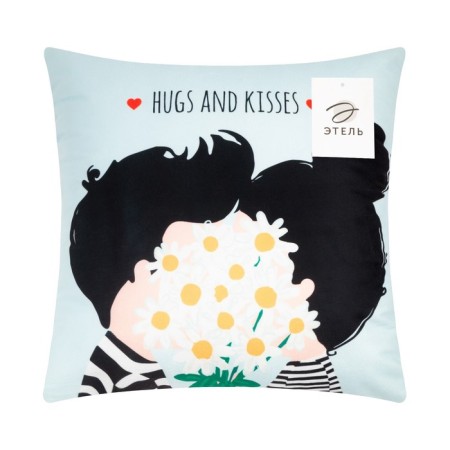 Ethel pillow "Hugs and Kisses" 40x40 cm, velor, 100% p/e-4