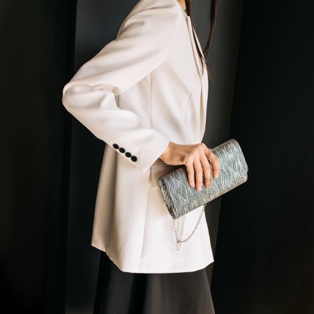 Women's bag on magnet, white/black color-8