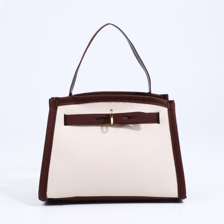 Cross-Bodi Bag on a zipper, white/brown color