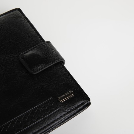 Male purse on magnet 3 in 1, department for auto documents, passports, black color-3