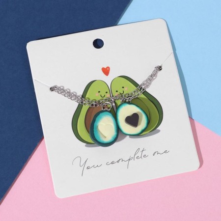 Kulons "Demetrons" Avocado with a heart, the color is brown-green in silver, 45 cm-1