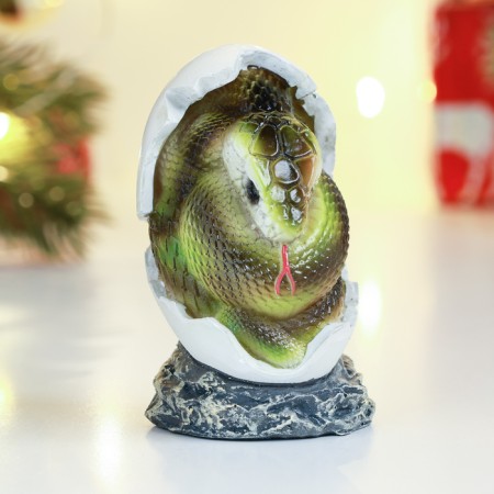 New Year. Symbol 2025. Figure "Snake in the egg" Green, 4x4x7cm
