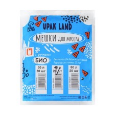 Garbage bags with handles 45 l Upak land, PND, thickness 10 μm, set 20 pcs