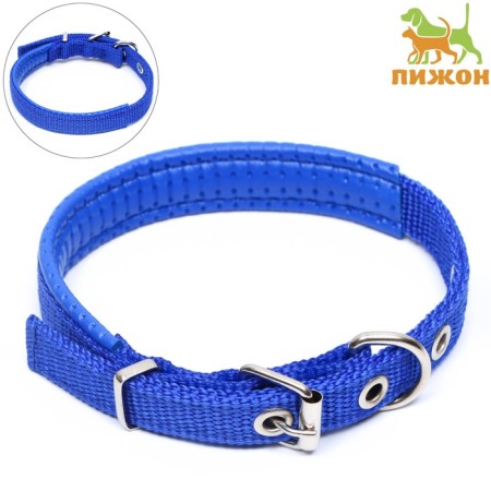 Collar "Comfort" Combined (polyester, artificial leather), 39 x 1.5 cm, Osh 26-33 cm, blue 6