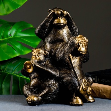 Pig a case "Monkeys: I hear everything, I see everything, I will say everything" bronze, 30cm
