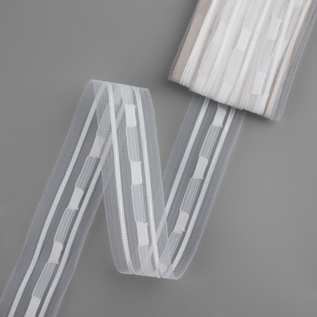 Curtain tape, organza, 3 cm, 3 ± 1 m, transparent/white color-4