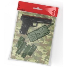 Equipment and weapons set: pistol, walkie -talkie, binoculars