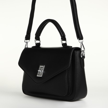 Women's bag on the Textura valve, small size, black color-5
