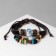 Bracelet Leather "mood" beads on threads, brown color, d = 8 cm