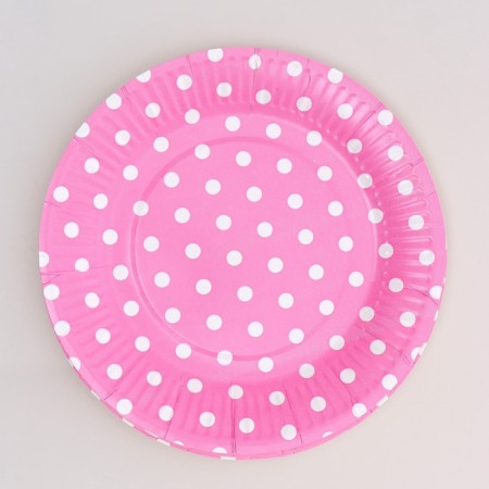 Paper plates "peas", pink color, 6 pieces in a set