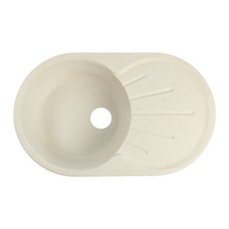 Sin for a kitchen made of stone Zein 110/Q2, 730 x 450 mm, oval, overflow, beige color-3
