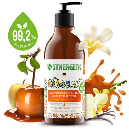 Synergetic liquid soap "Caramel apple and vanilla", for hands and body, 380 ml