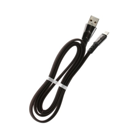 Lightning cable - usb, 2.4 a, braid fabric, flat, 1 meter, black-2