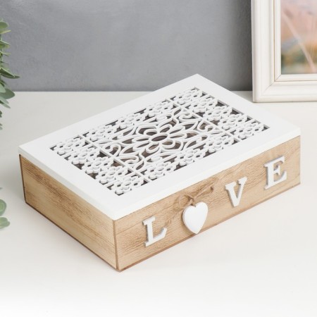 Casket tree with divisions "White openwork flowers" 17x24x7 cm