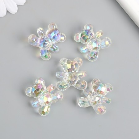 Busina Plastic for creativity "Bear" White mother of pearl 3.1x3x1.5 cm-2