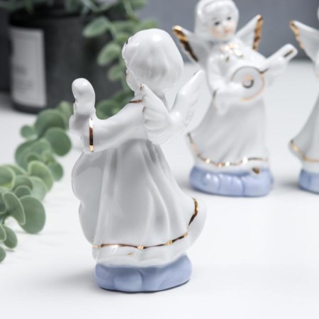 Souvenir Ceramics "Angels in White Togs - Musicians" Set 6 pcs with gold 12.5 cm-4