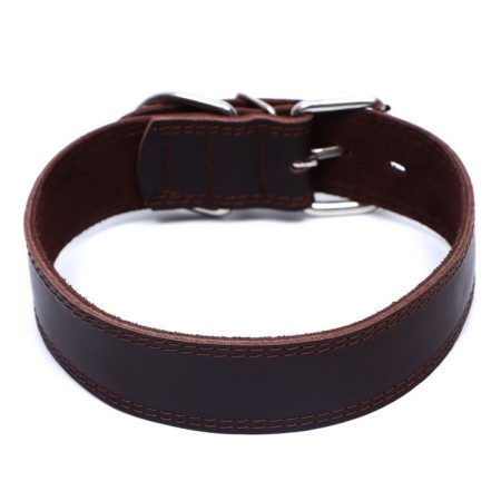 Collar of two-layer leather on the suede, 3.5 cm, Osh 41-51 cm, brown-1