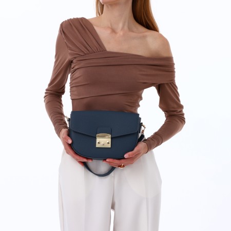 Women's bag on the valve, Textura, small size, blue color-1
