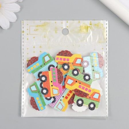 Buttons wood for creativity 2 punctures "dump truck" set of 15 pcs 3.2x2.7 cm-3