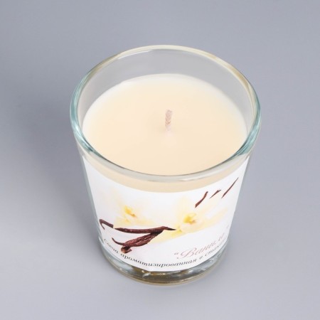 Aromatic candle in a glass "Vanilla", 6.5x6.5 cm, 10 hours, 165 g, white-2