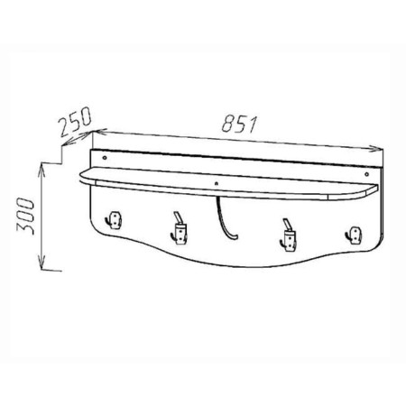 Wall hanger, 855 × 250 × 300 mm, wenge / oak milk-1