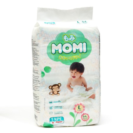 Diapers momi size l (9-14 kg), 54 pcs