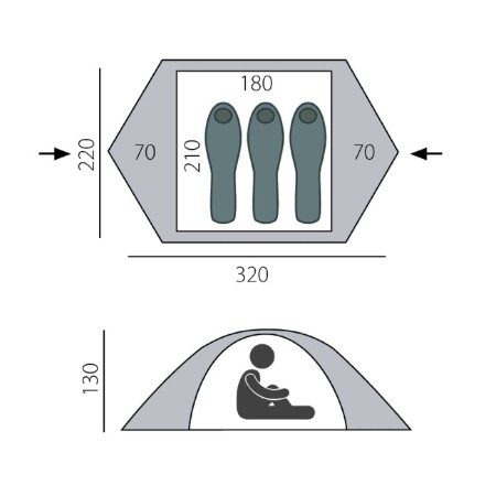 Btrace Point 3 tent, two-layer, 3-seater, green color-3