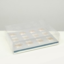 Box for 12 cupcakes, silver, 34.7 × 26.3 × 10 cm