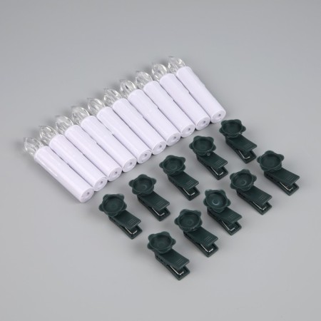 LED candles on clothespins 10 cm, 10 pieces, batteries AAX1 (not in the kit), remote control, glow warm white-5