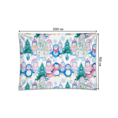 Decorative panel with photo printing "Family of Snowmen", horizontal, size 150x200 cm-1