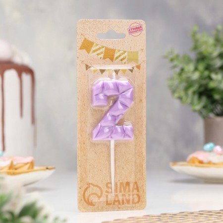 Candle for the cake "ice", number "2, lilac-1