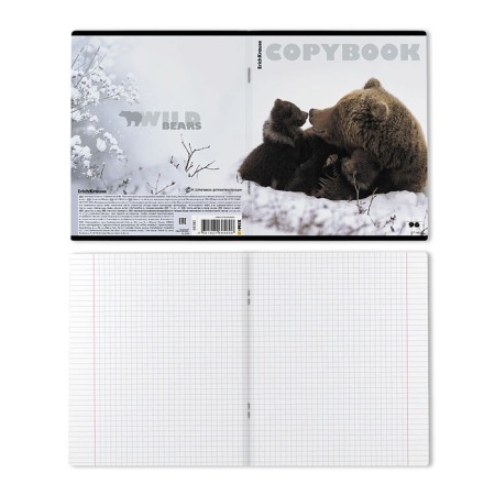 A notebook of 96 sheets in a cage, Erichkrause "Bears", glossy lamination, whiteness 100%, mix-7