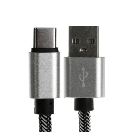 Type- C cable - usb, 2.1 a, nylon braid, 1 meter, silver-1