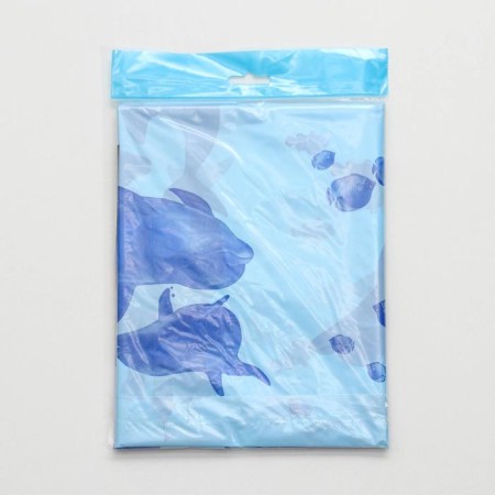 The bathroom curtain "Dolphins", 180 × 180 cm, polyethylene, blue color-3