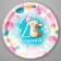 Disposable paper plate "2 years old" bunny, set 6 pcs, 18 cm