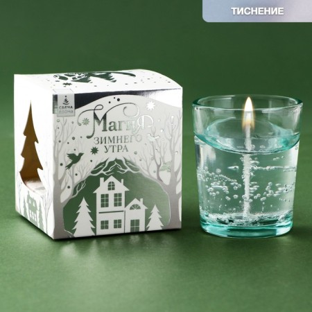 Gel candle in a glass with a decor inside the "blizzard" 5 x 5 x 6 cm