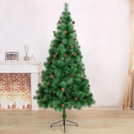 Cedar green cones 210 cm, D of the lower tier 110 cm, D needle 10 cm, 373 branches, metal stand